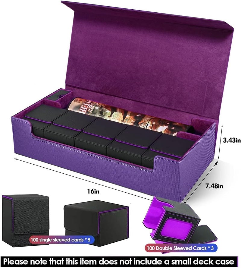 Scimi Premium Trading Card Storage Case TCG Deck Box Holds 800+ Sleeved Cards for MTG, YuGiOh, Uno, Sport with Strong Magnet Closure (Purple) - Image 2